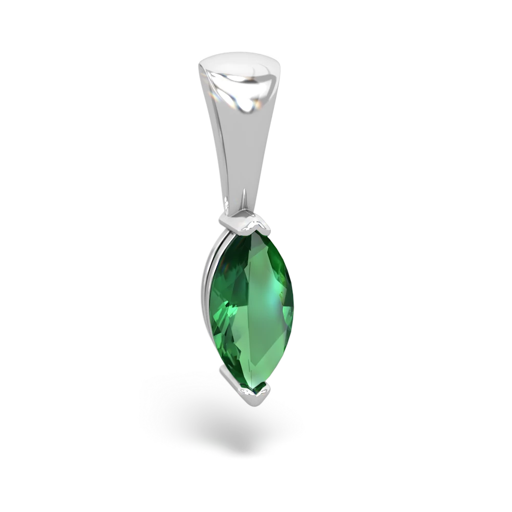 Lab Emerald 8X4 Marquise 14K White Gold pendant P1701