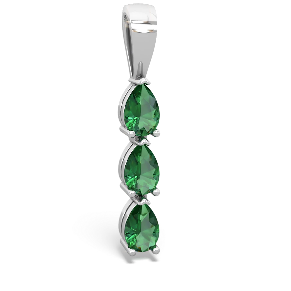 Lab Emerald Dew Drops 14K White Gold pendant P2251