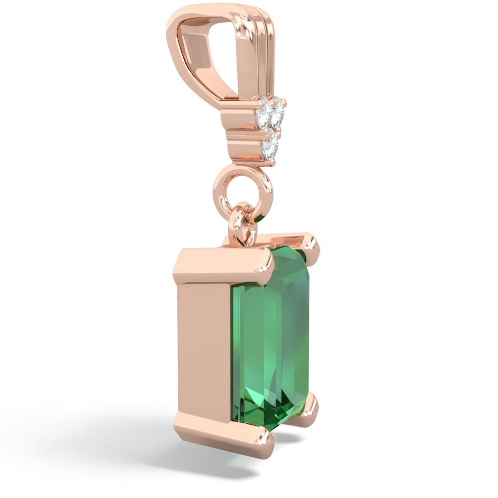 Lab Emerald Art Deco Dangle 14K Rose Gold pendant P1937