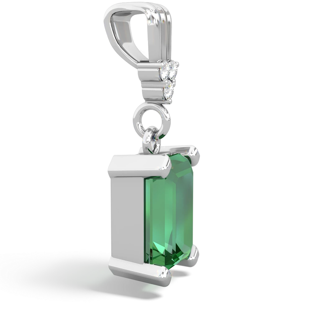 Lab Emerald Art Deco Dangle 14K White Gold pendant P1937