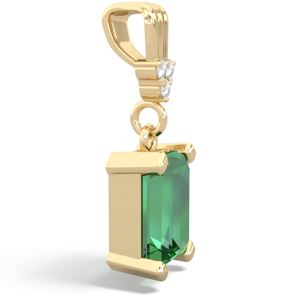 Lab Emerald Art Deco Dangle 14K Yellow Gold pendant P1937