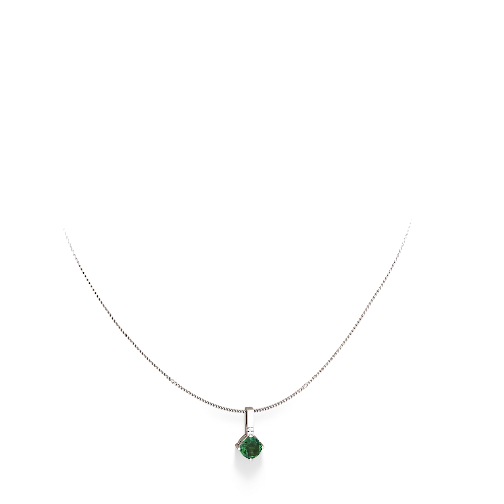 Lab Emerald Simply Elegant 14K White Gold pendant P2489