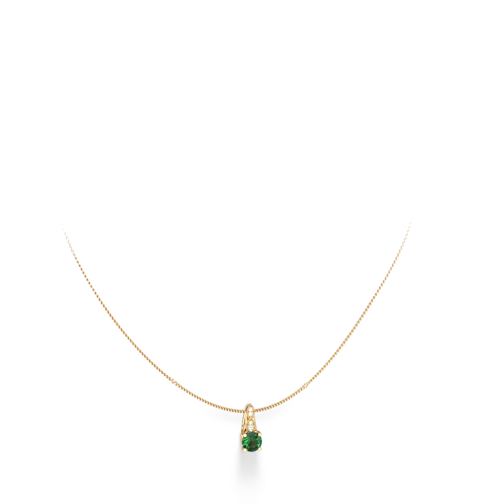 Lab Emerald Antique Elegance 14K Yellow Gold pendant P3100