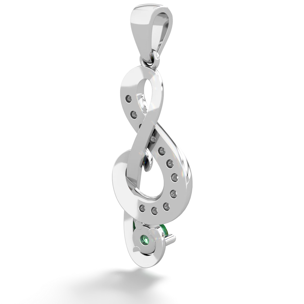 Lab Emerald G-Clef Music 14K White Gold pendant P5830