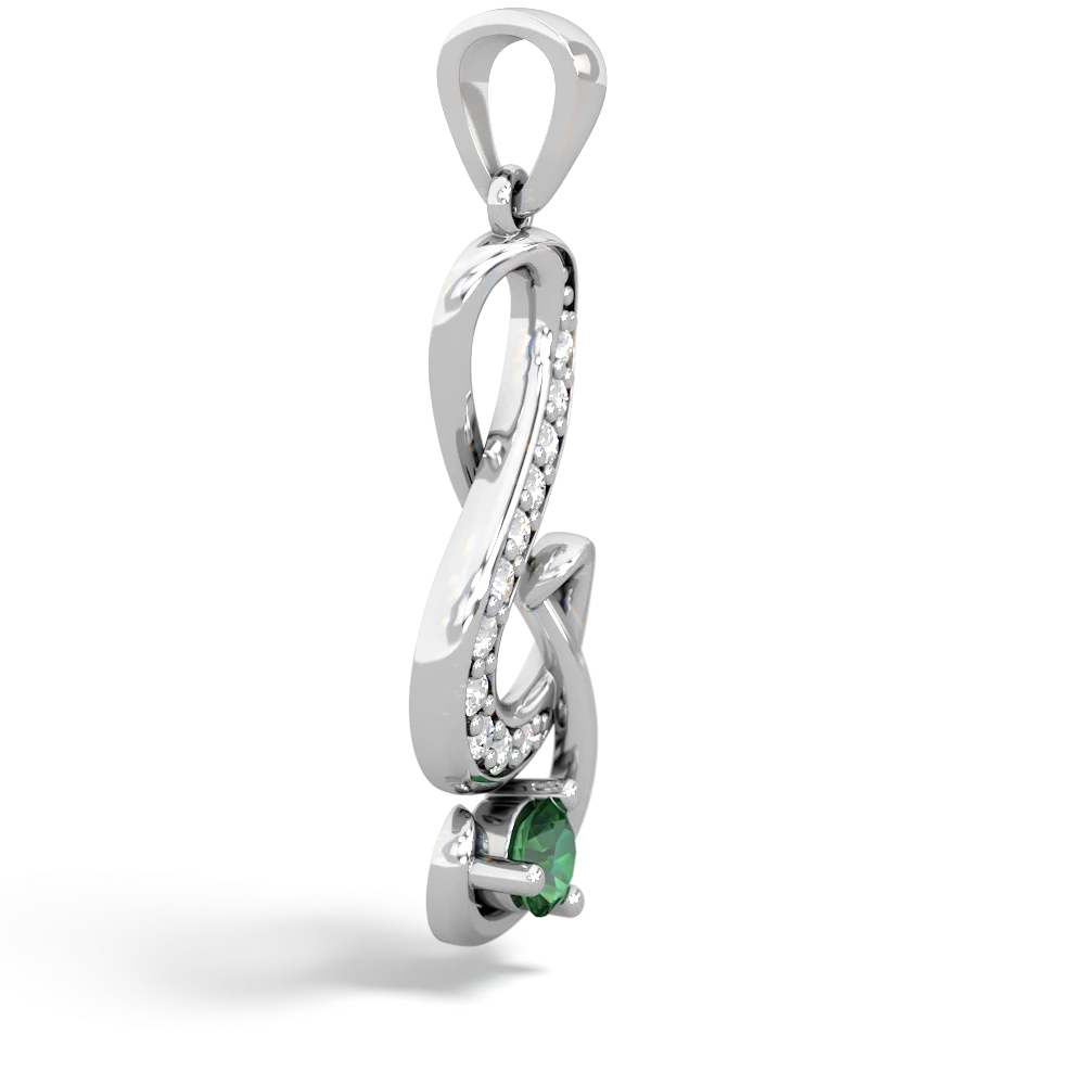 Lab Emerald G-Clef Music 14K White Gold pendant P5830