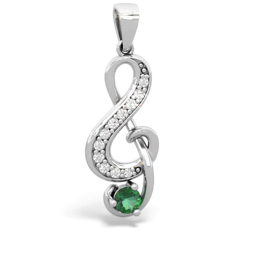 Lab Emerald G-Clef Music 14K White Gold pendant P5830