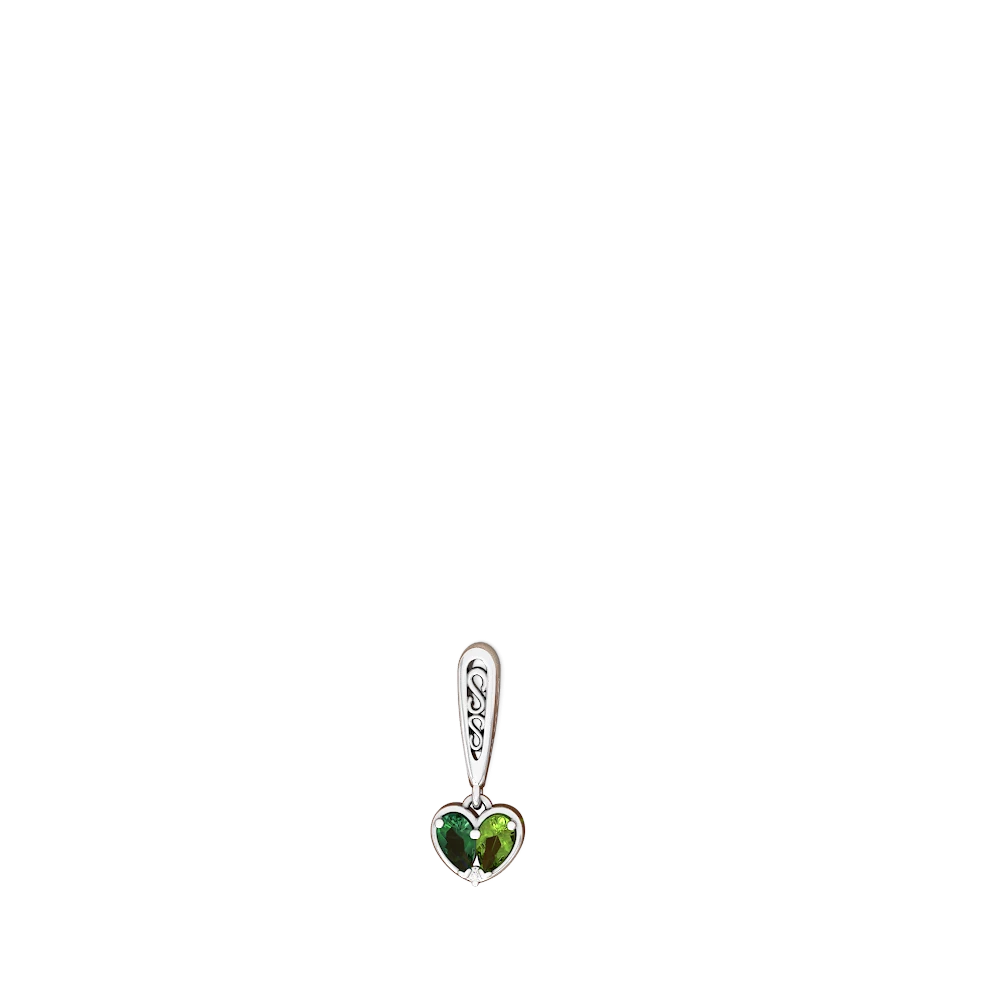 Lab Emerald Filligree Heart 14K White Gold earrings E5070