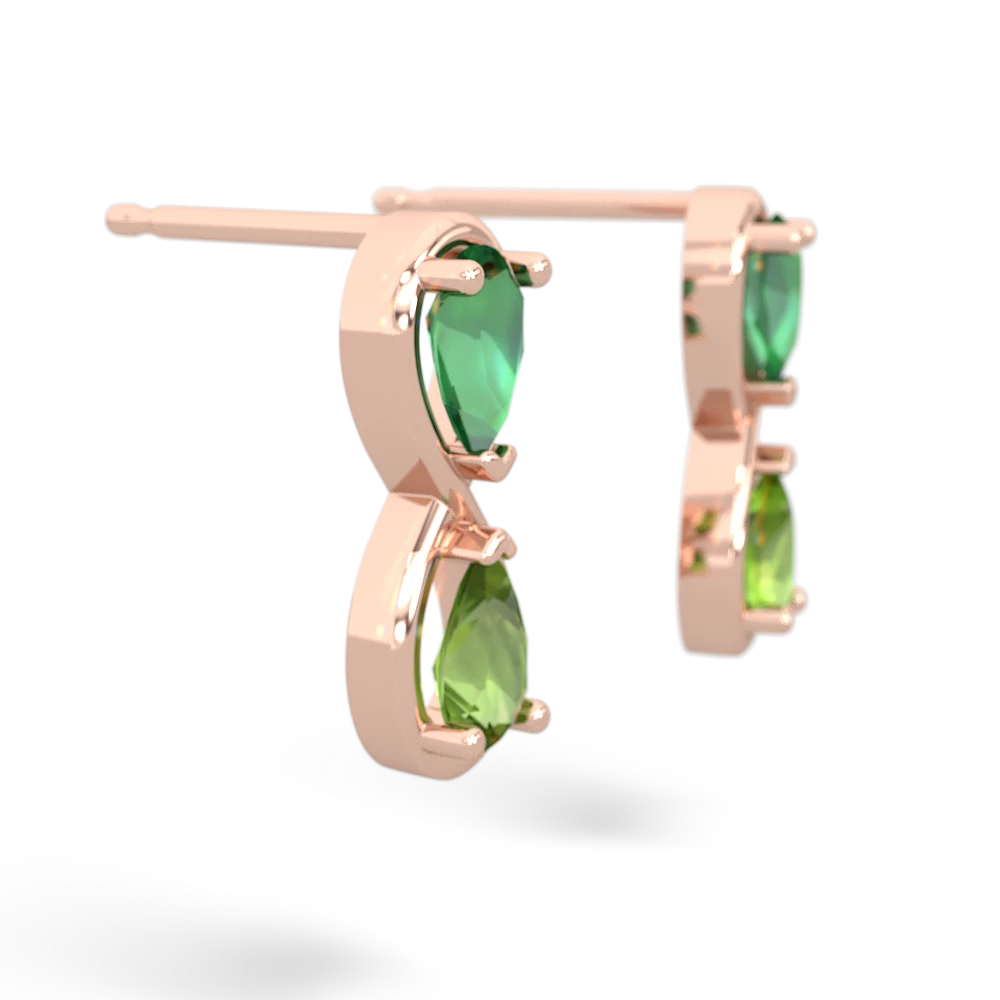 Lab Emerald Infinity 14K Rose Gold earrings E5050