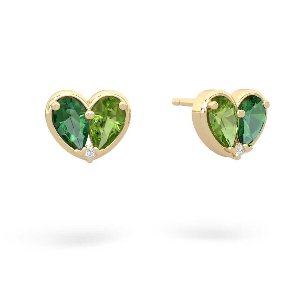 Lab Emerald 'Our Heart' 14K Yellow Gold earrings E5072