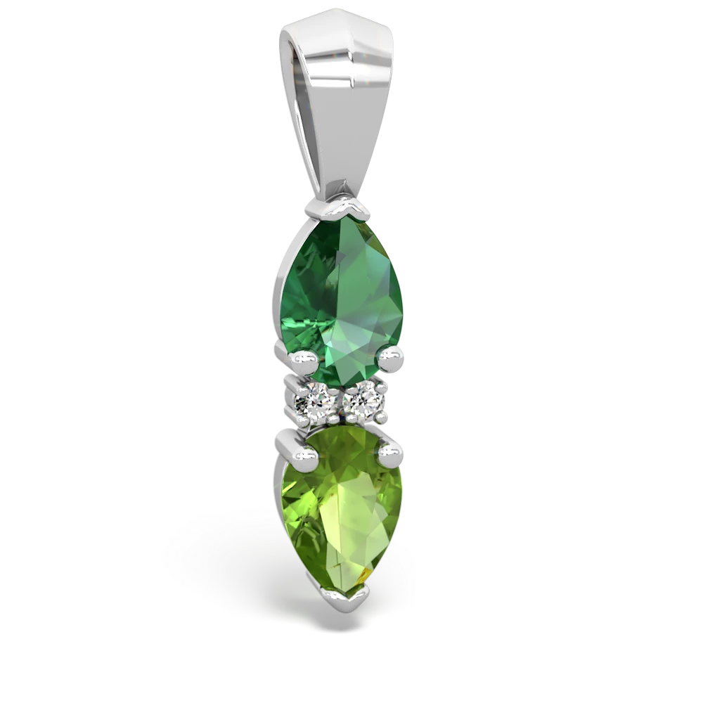Lab Emerald Bowtie Drop 14K White Gold pendant P0865