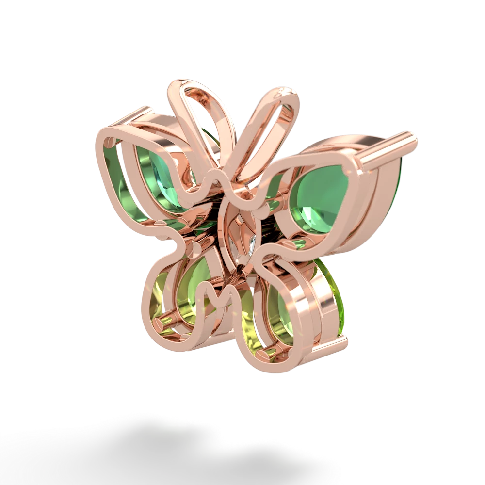 Lab Emerald Butterfly 14K Rose Gold pendant P2215