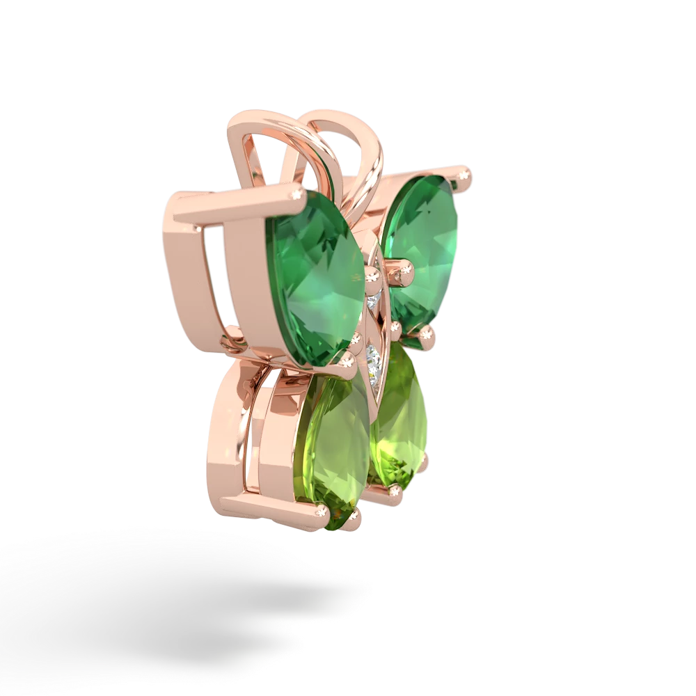 Lab Emerald Butterfly 14K Rose Gold pendant P2215