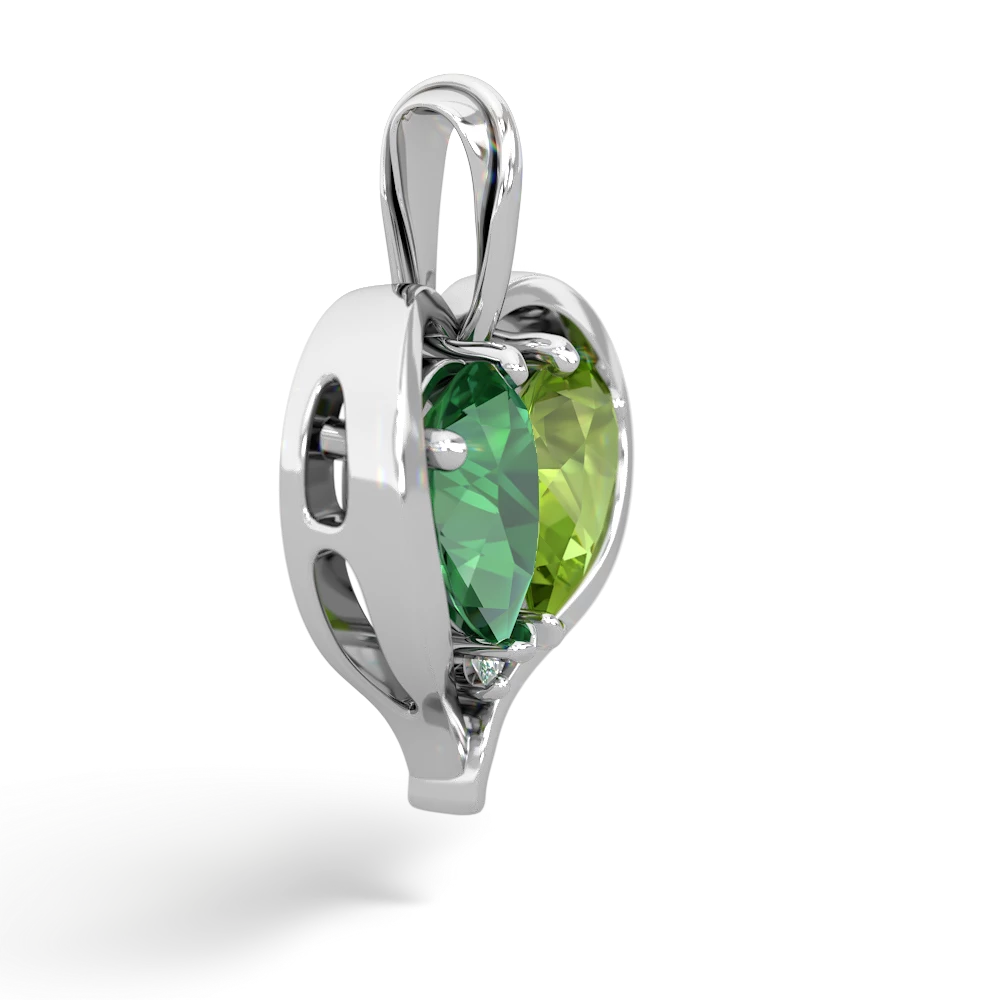 Lab Emerald Two Become One 14K White Gold pendant P5330
