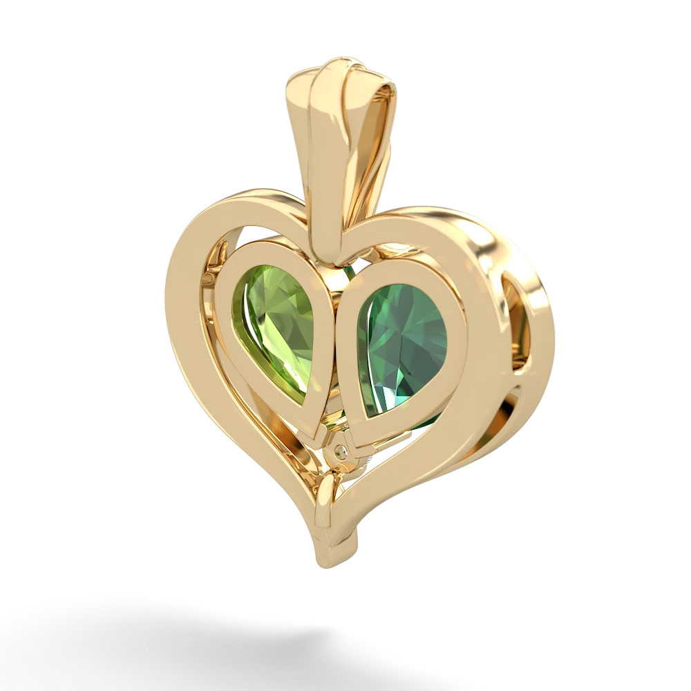 Lab Emerald Two Become One 14K Yellow Gold pendant P5330