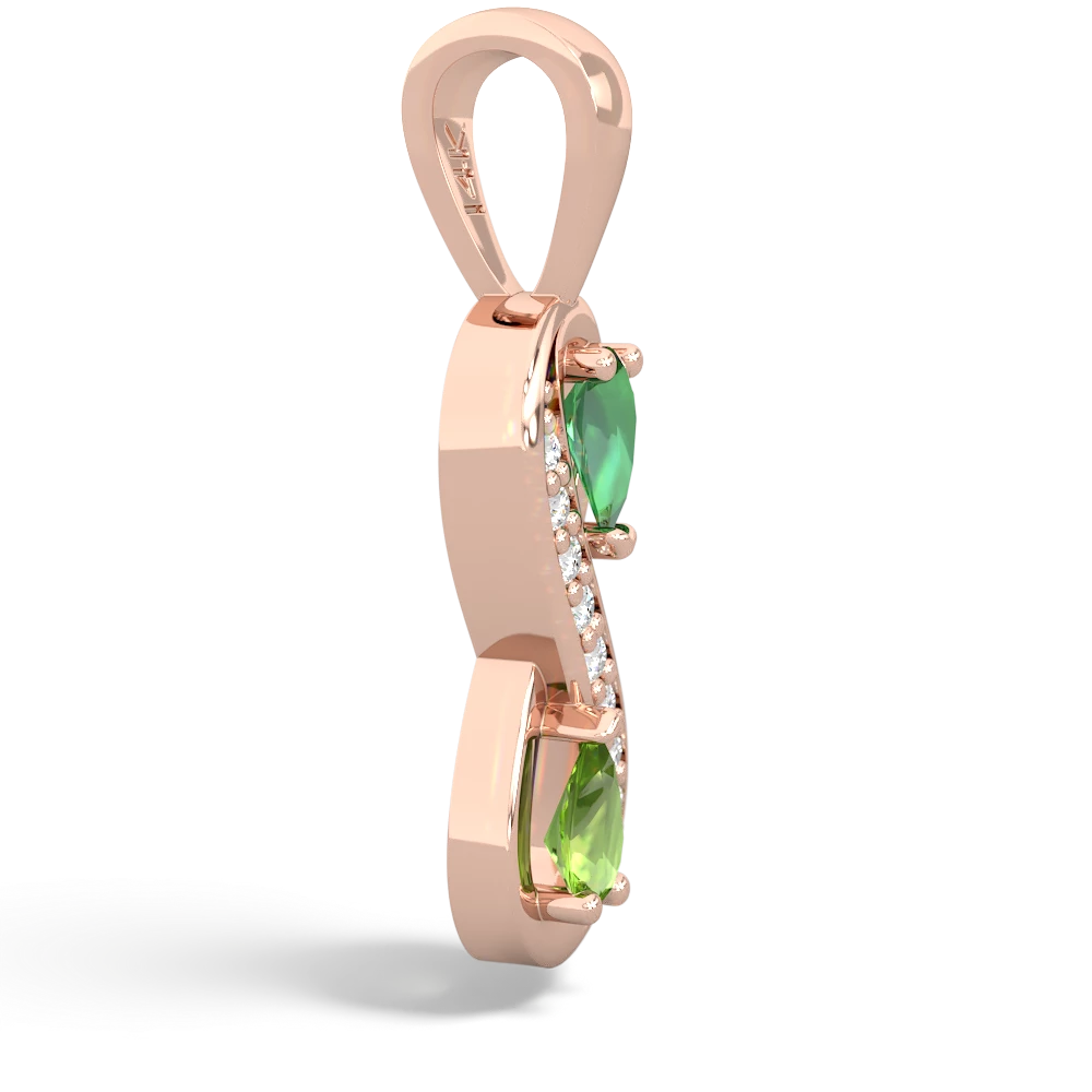 Lab Emerald Diamond Infinity 14K Rose Gold pendant P5390