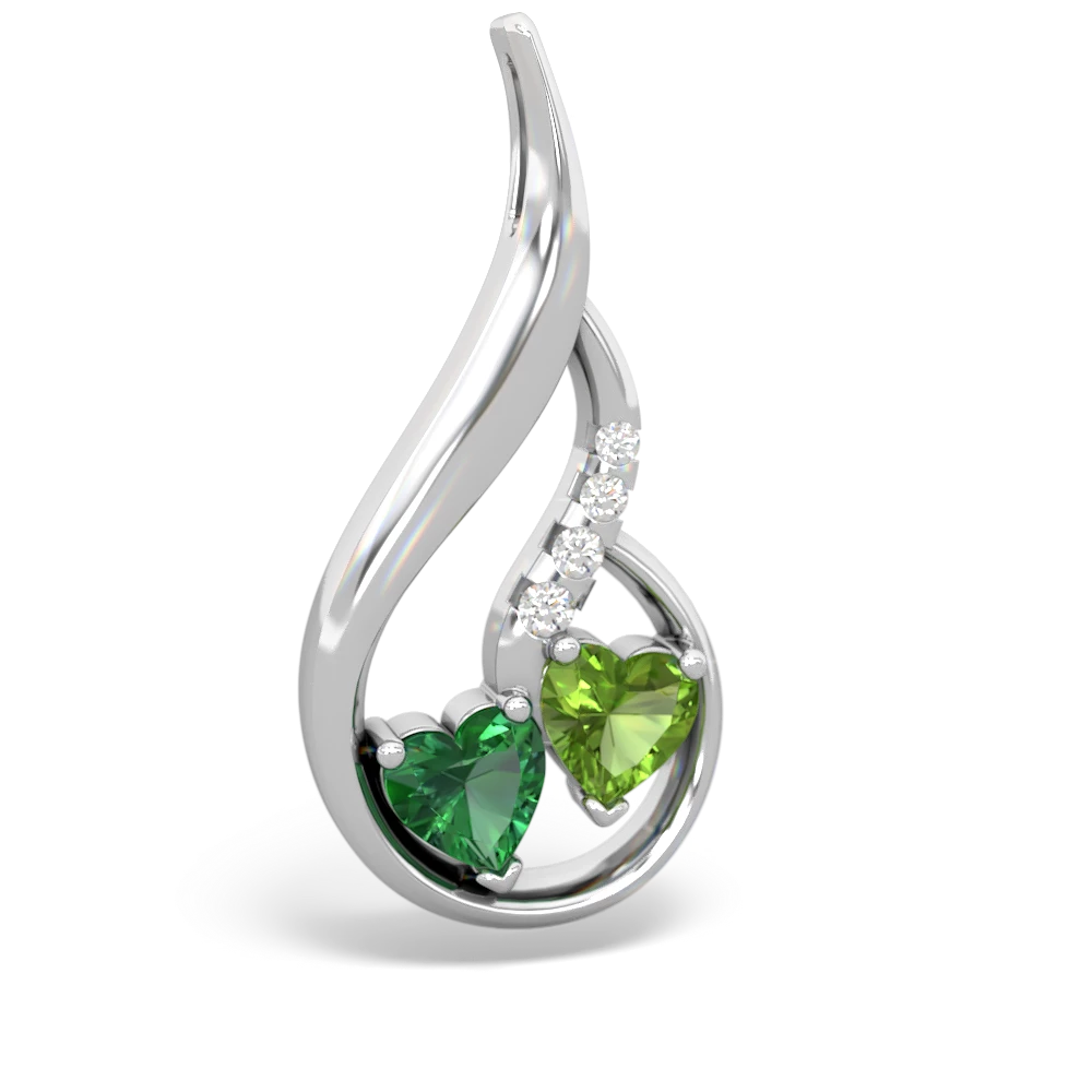 Lab Emerald Keepsake Curves 14K White Gold pendant P5450