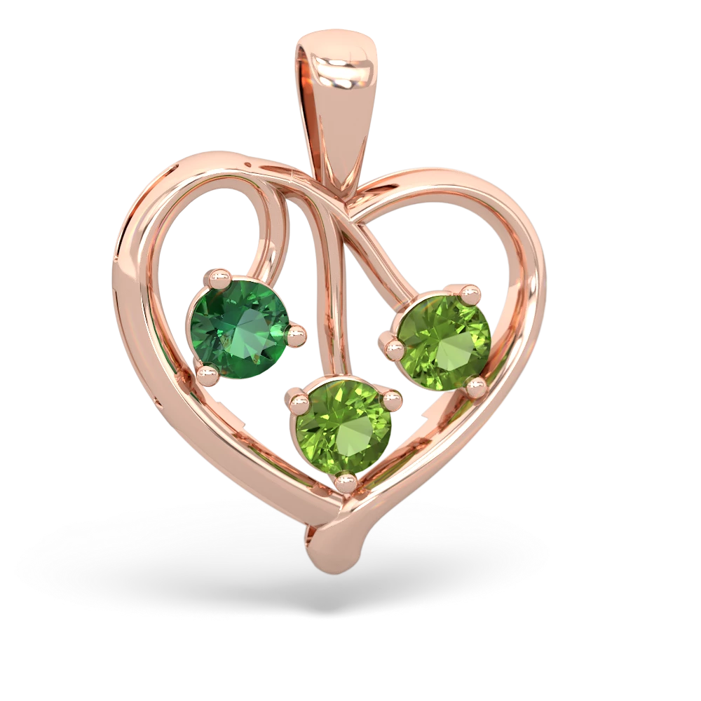 Lab Emerald Glowing Heart 14K Rose Gold pendant P2233