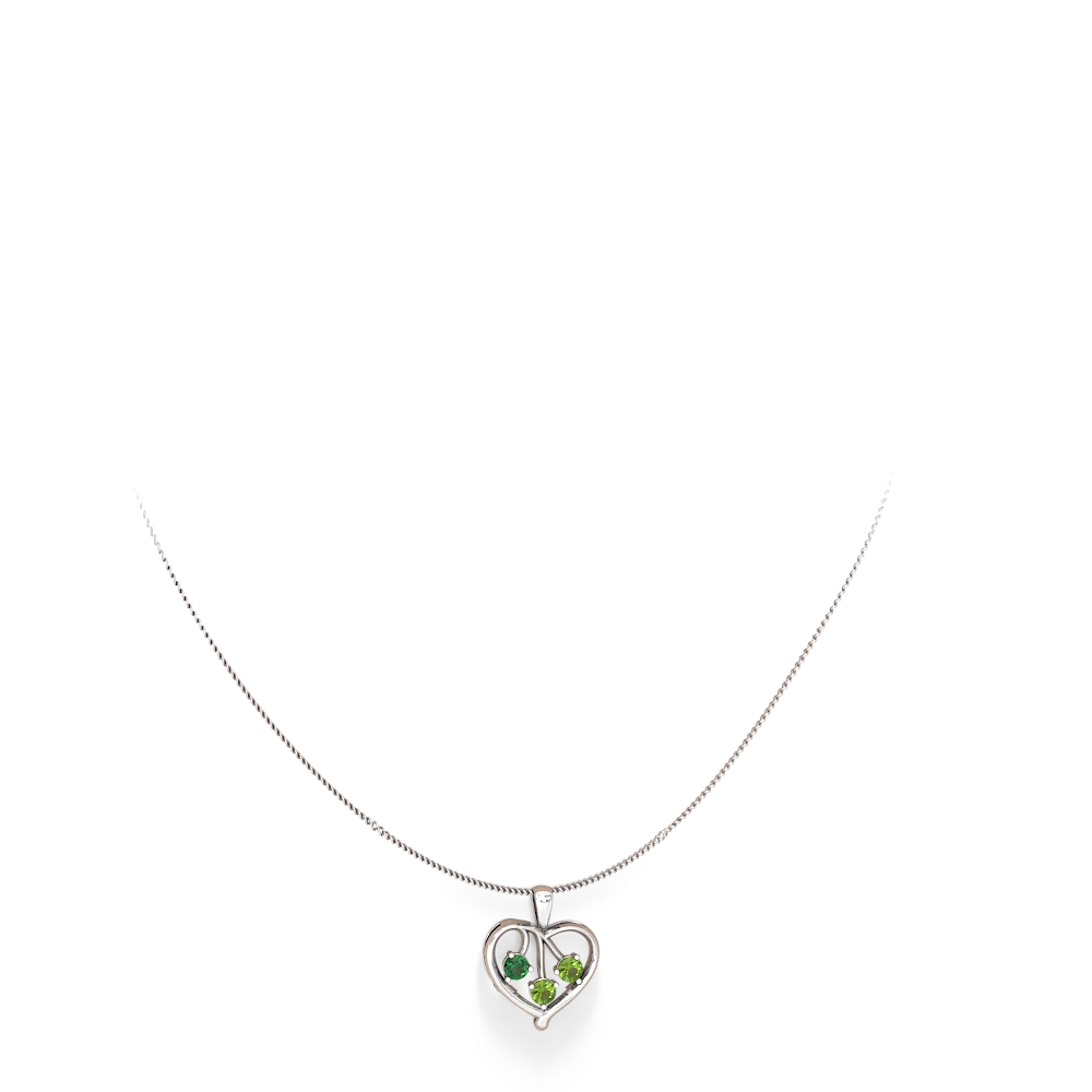 Lab Emerald Glowing Heart 14K White Gold pendant P2233