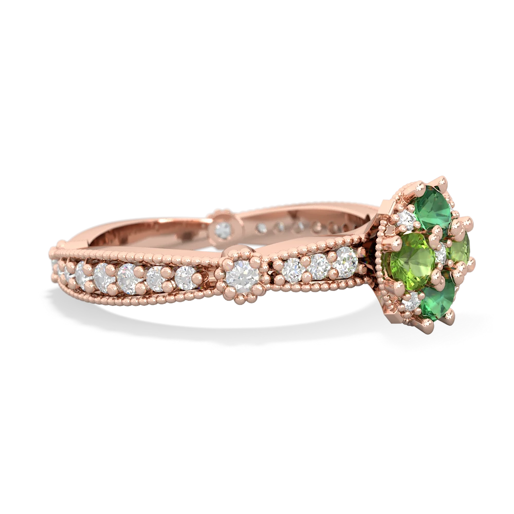 Lab Emerald Sparkling Tiara Cluster 14K Rose Gold ring R26293RD