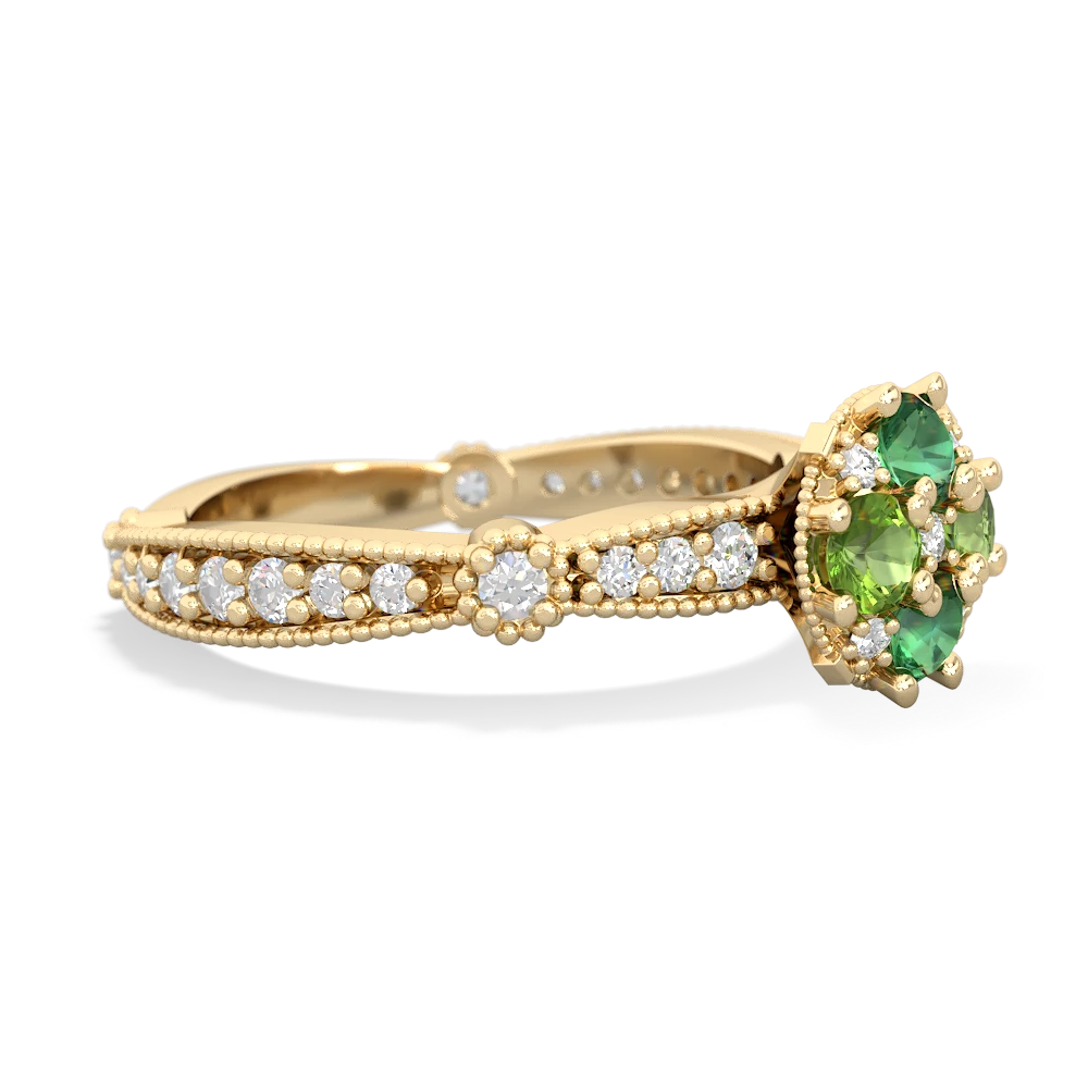 Lab Emerald Sparkling Tiara Cluster 14K Yellow Gold ring R26293RD