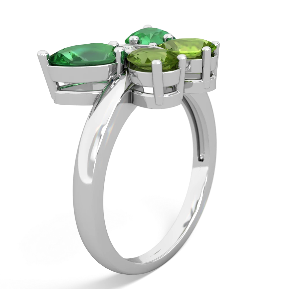 Lab Emerald Butterfly 14K White Gold ring R2215