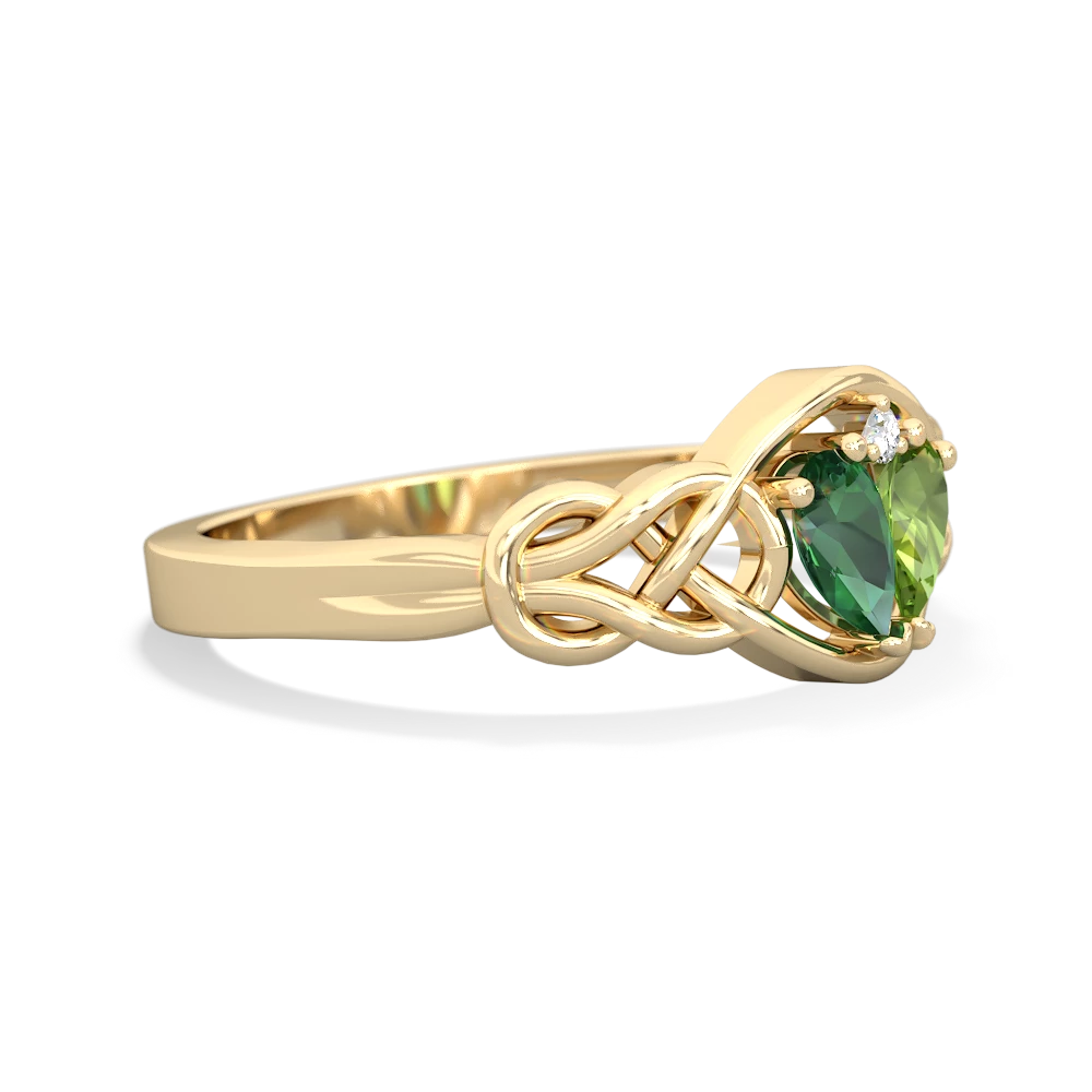 Lab Emerald Celtic Love Knot 14K Yellow Gold ring R5420