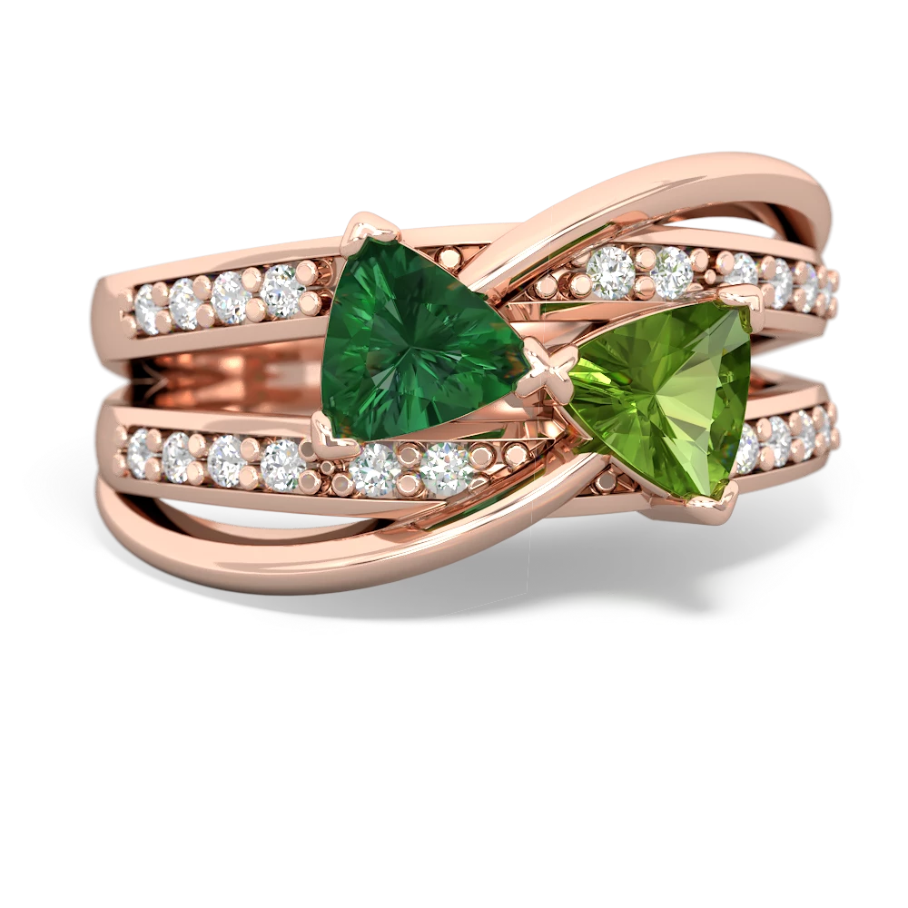 Lab Emerald Bowtie 14K Rose Gold ring R2360