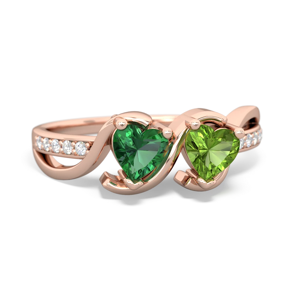 Lab Emerald Side By Side 14K Rose Gold ring R3090