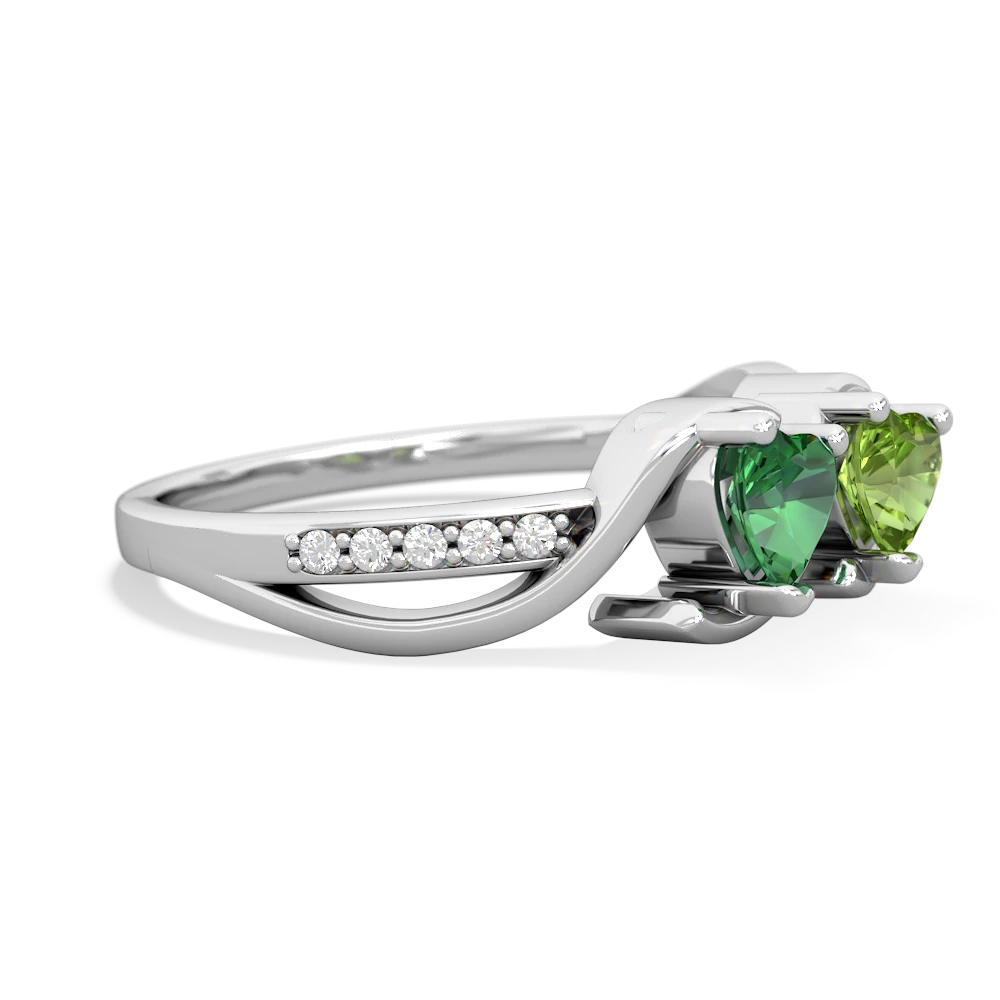 Lab Emerald Side By Side 14K White Gold ring R3090