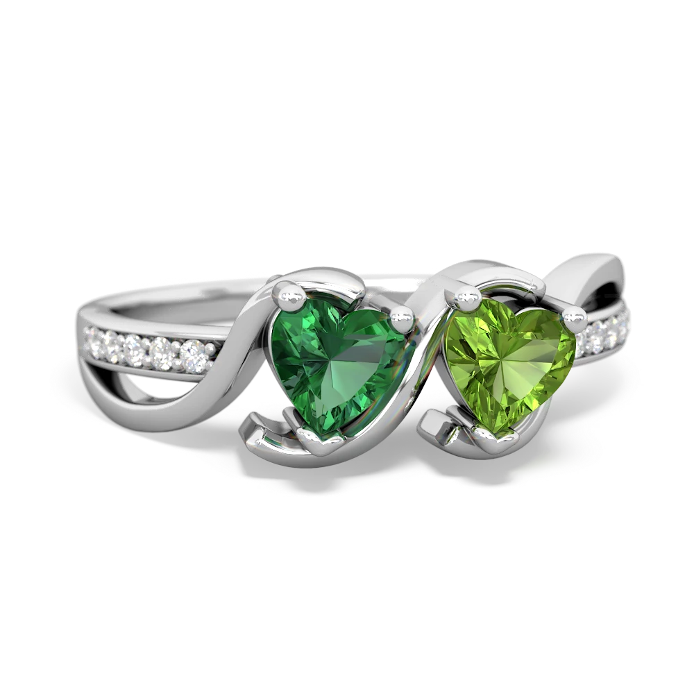 Lab Emerald Side By Side 14K White Gold ring R3090