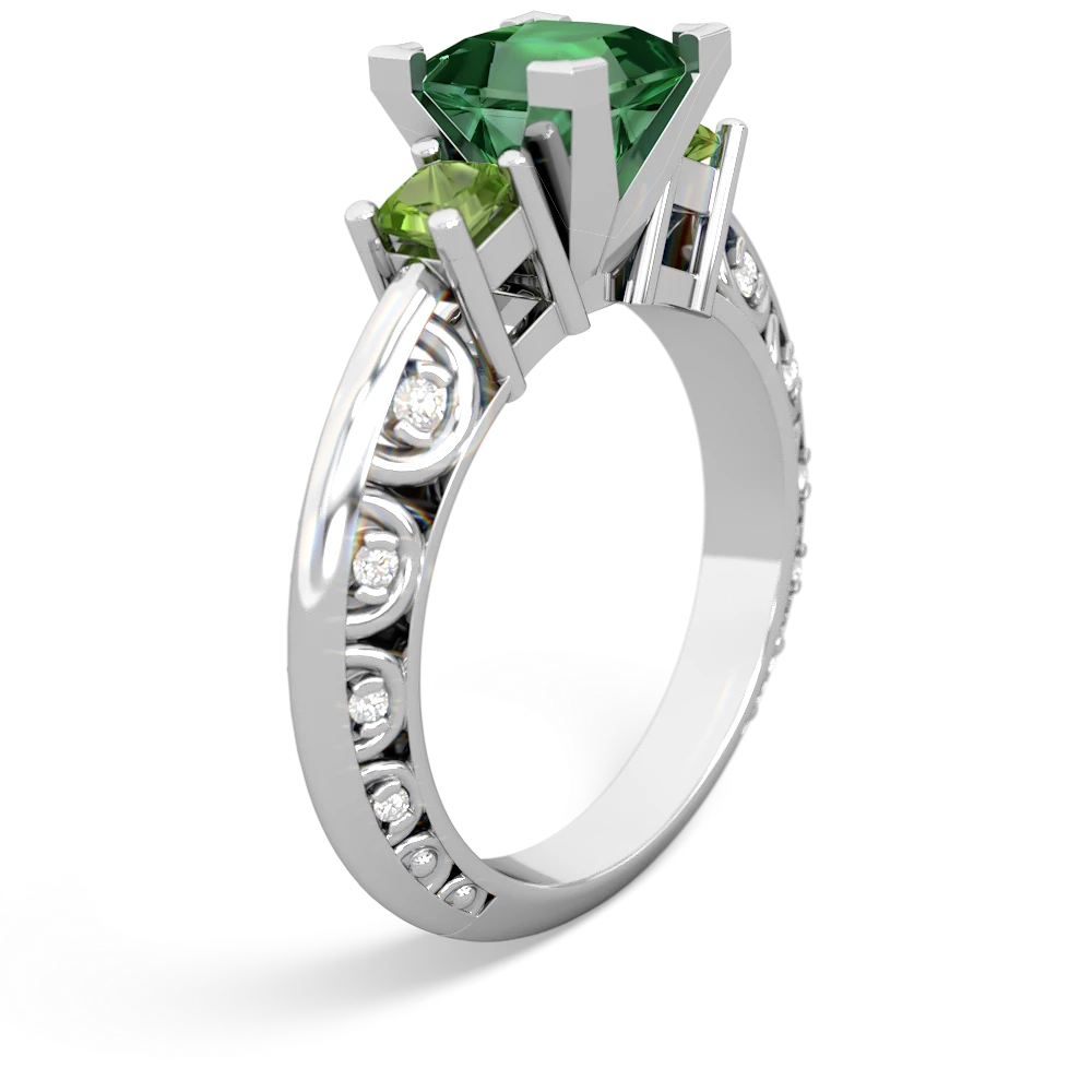 Lab Emerald Eternal Embrace Engagement 14K White Gold ring C2001