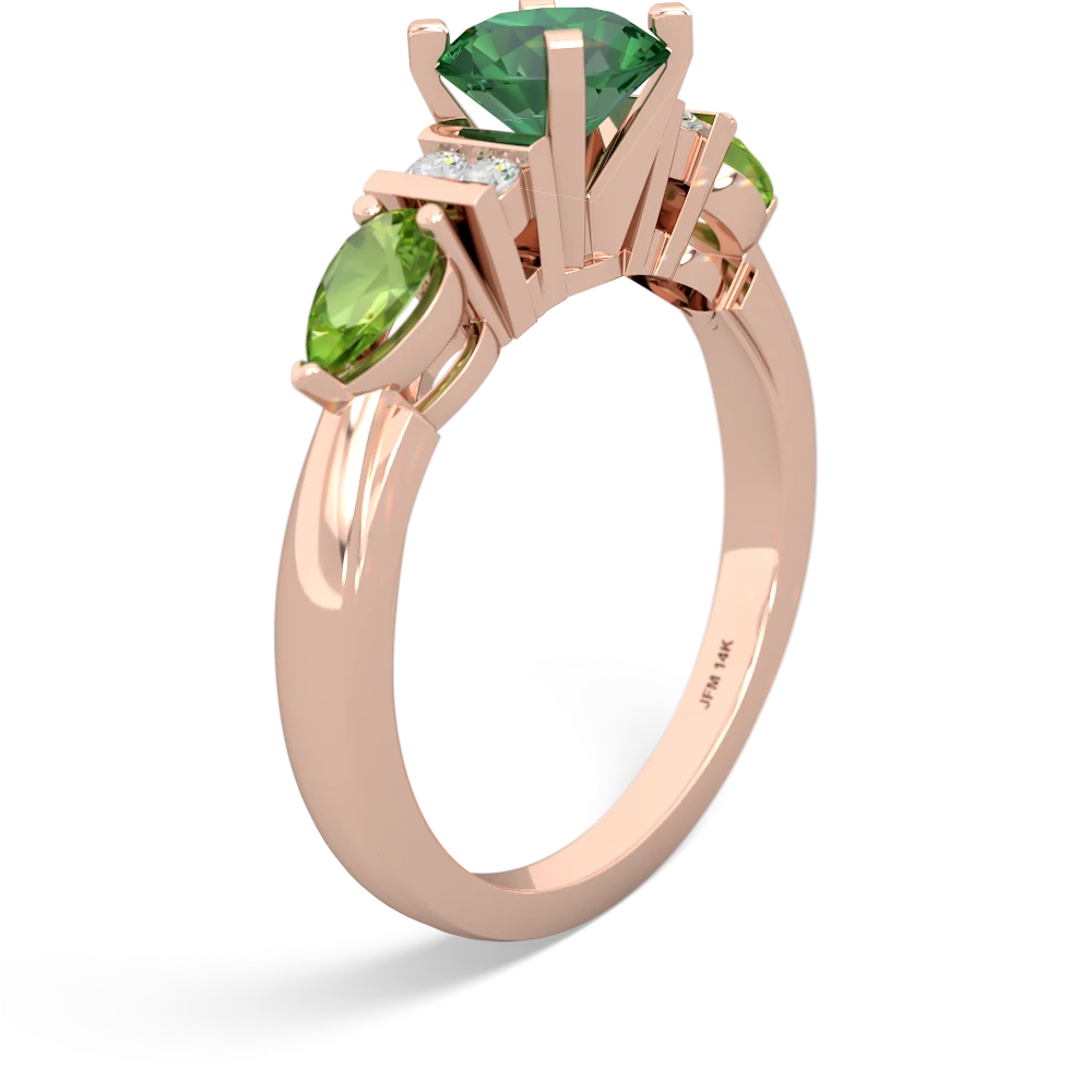 Lab Emerald 6Mm Round Eternal Embrace Engagement 14K Rose Gold ring R2005