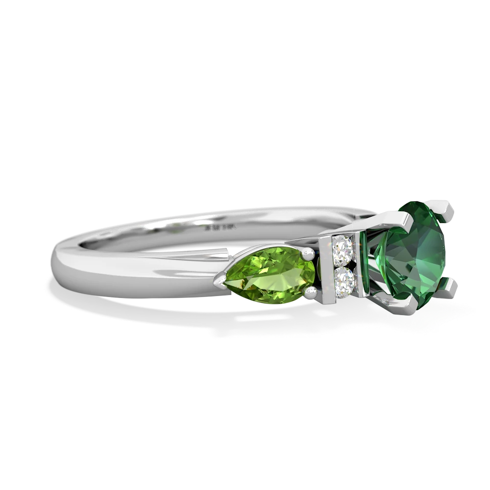 Lab Emerald 6Mm Round Eternal Embrace Engagement 14K White Gold ring R2005