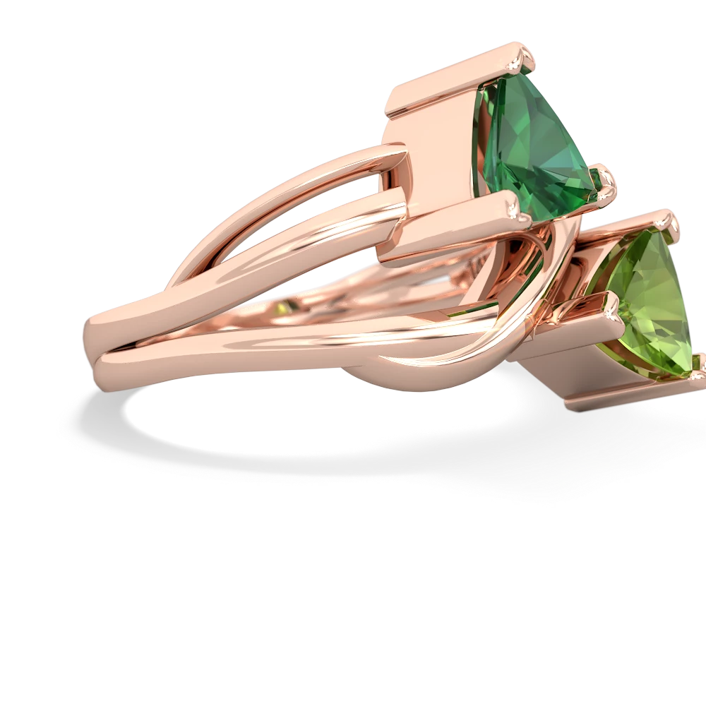 Lab Emerald Split Band Swirl 14K Rose Gold ring R2341