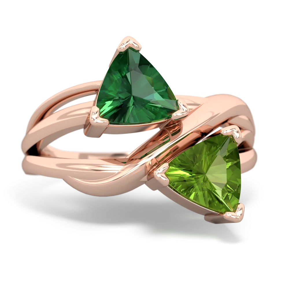 Lab Emerald Split Band Swirl 14K Rose Gold ring R2341