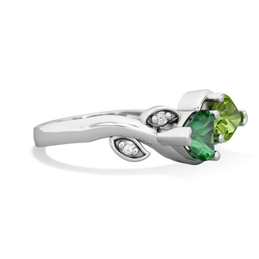 Lab Emerald Floral Elegance 14K White Gold ring R5790