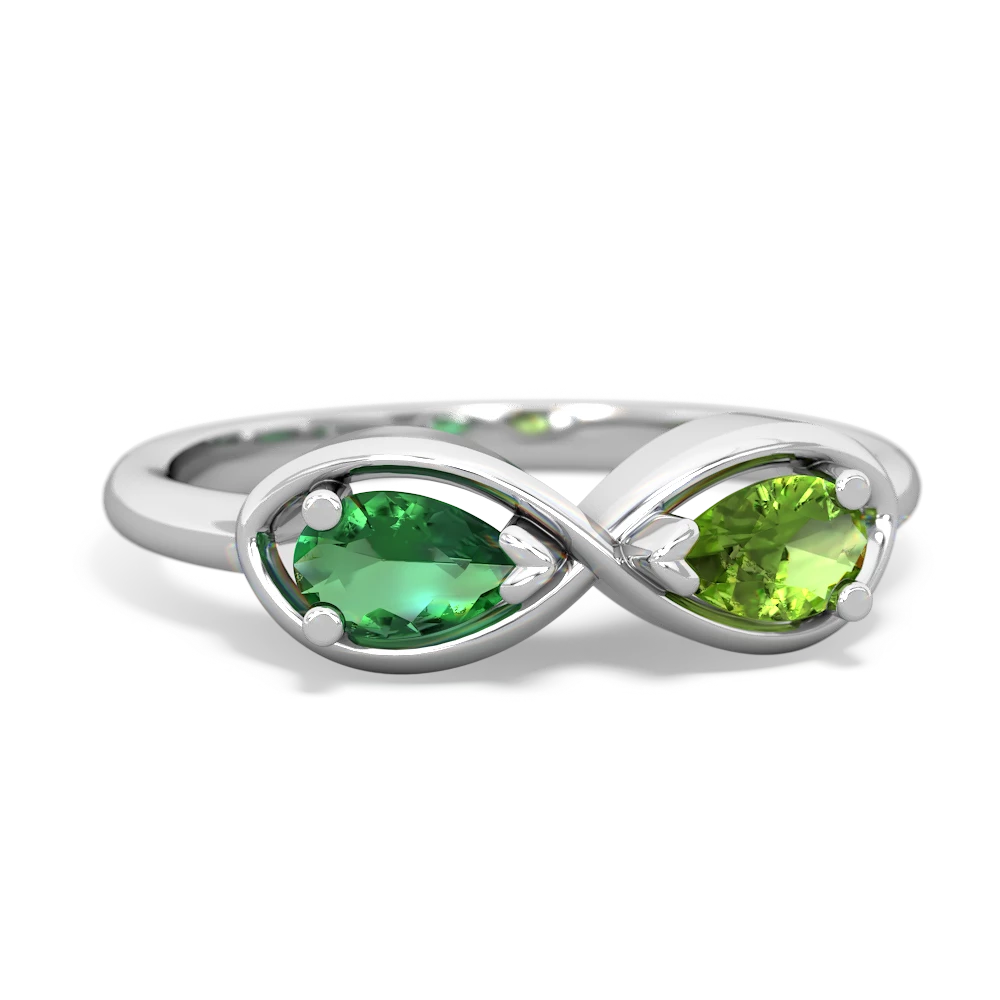 Lab Emerald Infinity 14K White Gold ring R5050