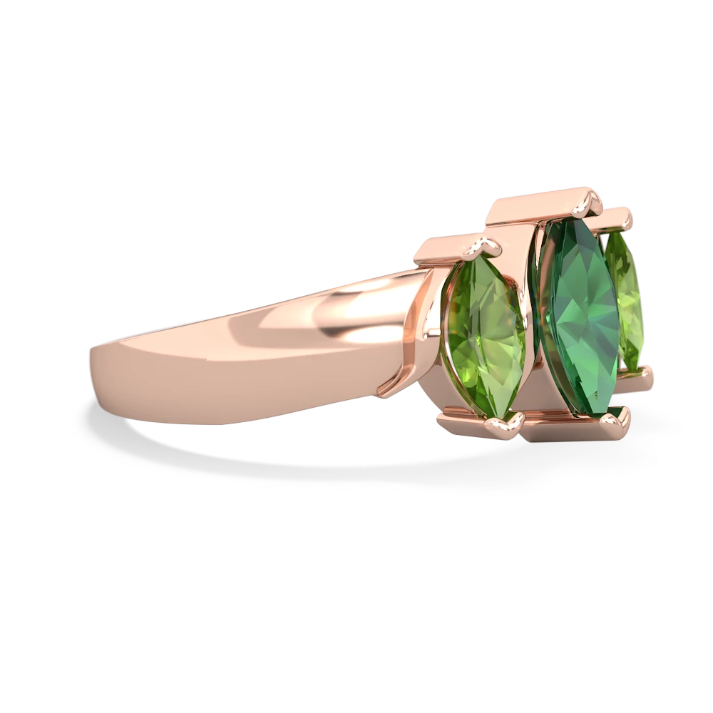 Lab Emerald Three Peeks 14K Rose Gold ring R2433