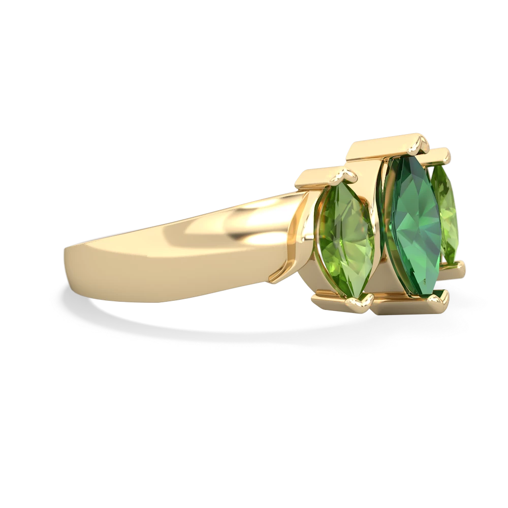 Lab Emerald Three Peeks 14K Yellow Gold ring R2433