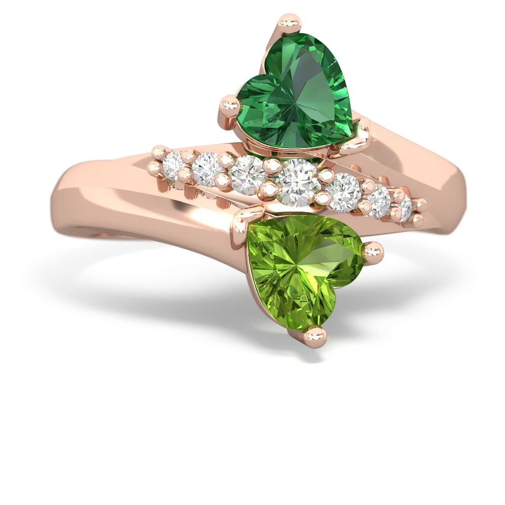 Lab Emerald Heart To Heart 14K Rose Gold ring R2064