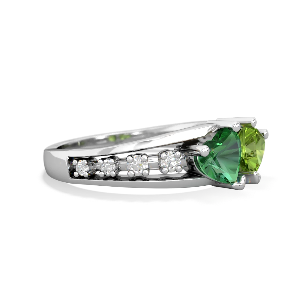 Lab Emerald Heart To Heart 14K White Gold ring R3342