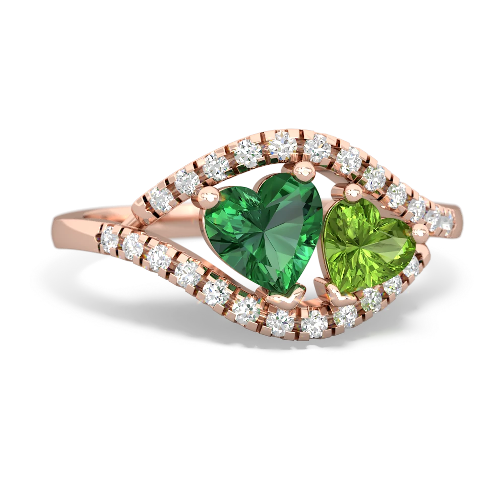 Lab Emerald Mother And Child 14K Rose Gold ring R3010