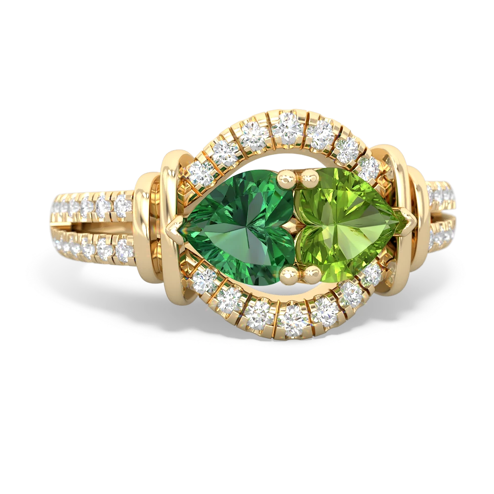 Lab Emerald Art-Deco Keepsake 14K Yellow Gold ring R5630