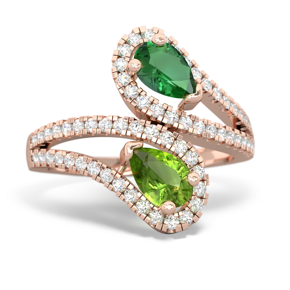 Lab Emerald Diamond Dazzler 14K Rose Gold ring R3000