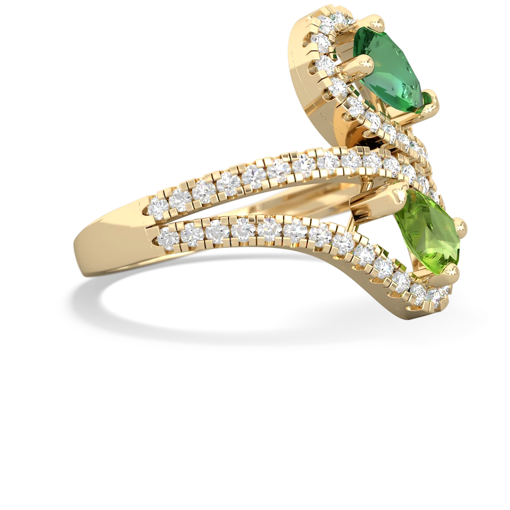 Lab Emerald Diamond Dazzler 14K Yellow Gold ring R3000