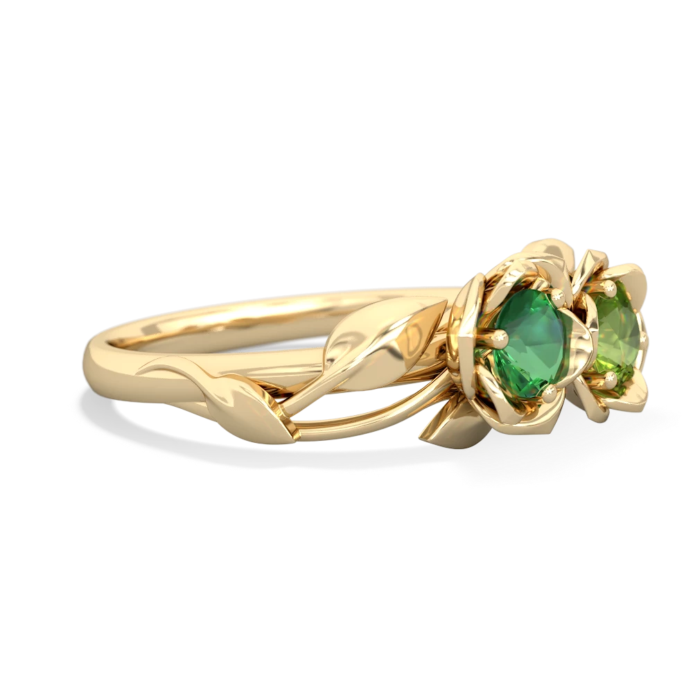 Lab Emerald Rose Garden 14K Yellow Gold ring R5510