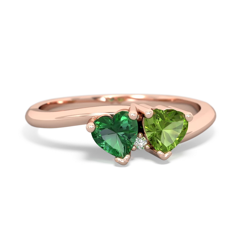 Lab Emerald Sweethearts 14K Rose Gold ring R5260