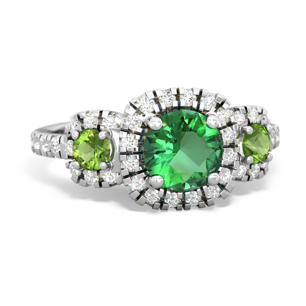 Lab Emerald Regal Halo 14K White Gold ring R5350