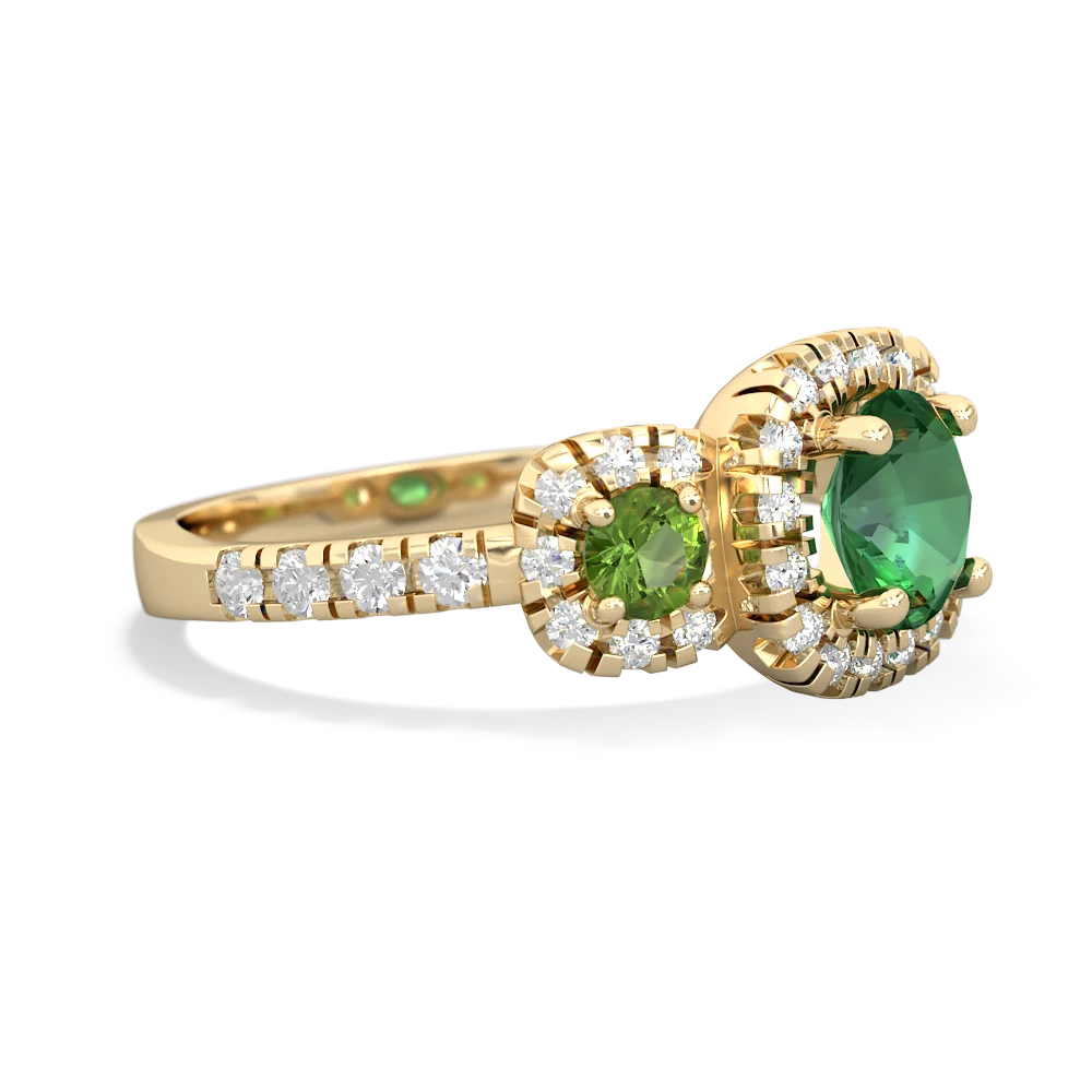 Lab Emerald Regal Halo 14K Yellow Gold ring R5350