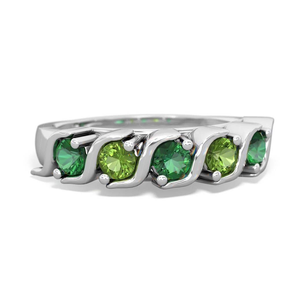 Lab Emerald Anniversary Band 14K White Gold ring R2089